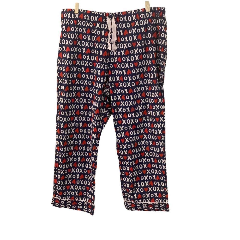 J.Crew Women’s Cotton Poplin Heart Print Cropped Pajama Sleep Pants